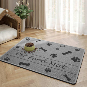Tapis de nourrissage pour animaux antidérapant et absorbant motif pattes et os pour chien et chat