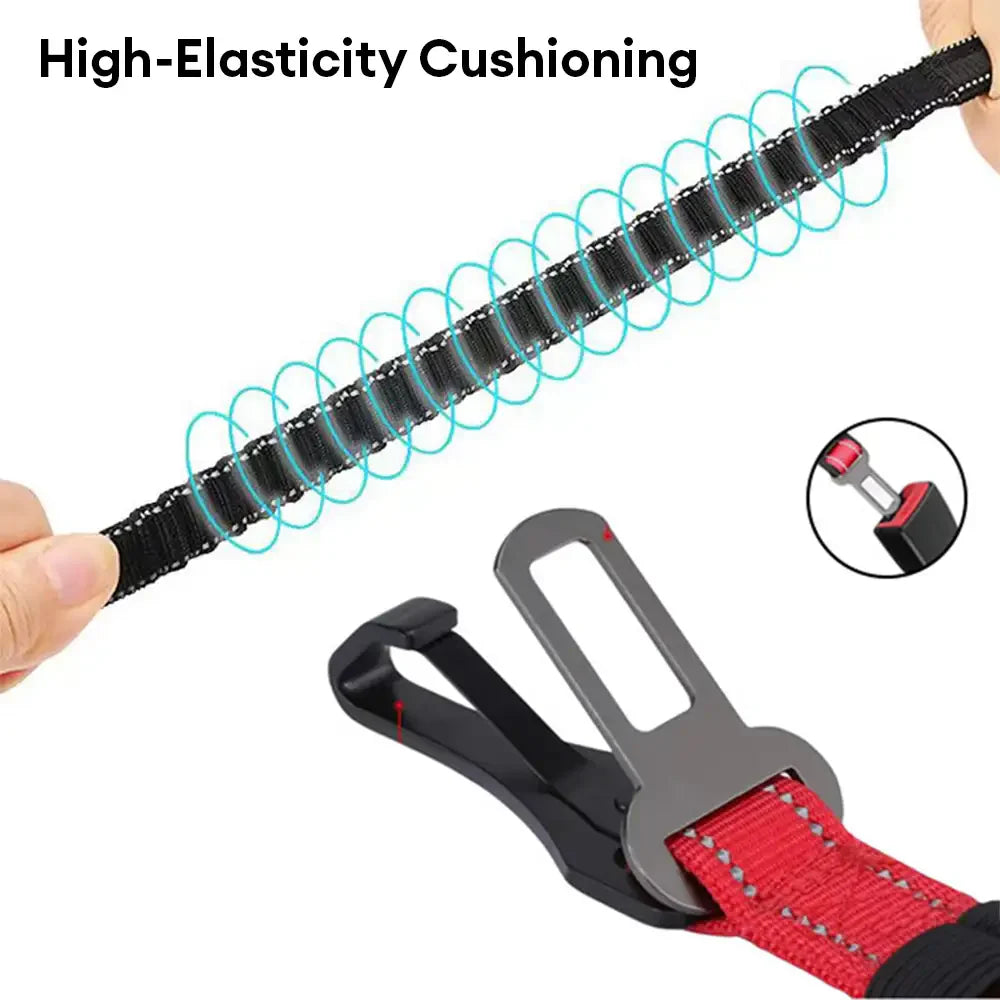 Ceinture de sécurité pour chien 3 en 1 avec bungee, boucle verrouillable à 360° et crochet.