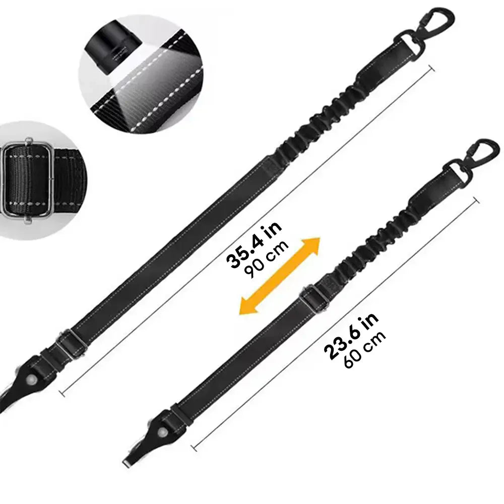Ceinture de sécurité pour chien 3 en 1 avec bungee, boucle verrouillable à 360° et crochet.