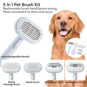 Brosse auto nettoyante 5 en 1 pour chiens et chats kit de toilettage animaux de compagnie