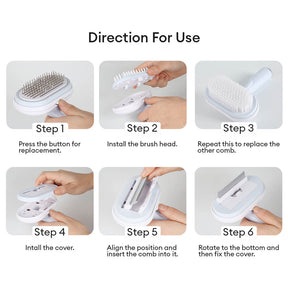 Brosse auto nettoyante 5 en 1 pour chiens et chats kit de toilettage animaux de compagnie
