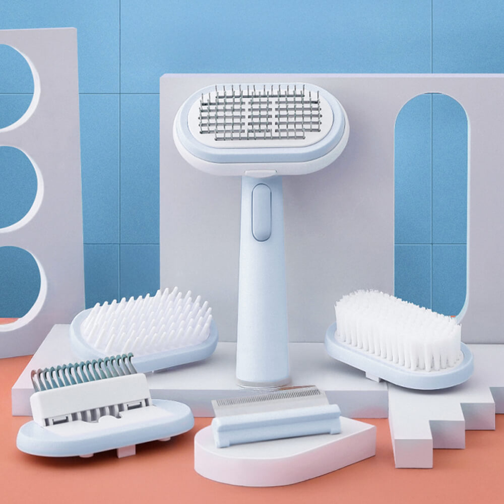 Brosse auto nettoyante 5 en 1 pour chiens et chats kit de toilettage animaux de compagnie