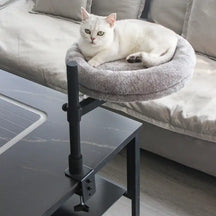 Hamac de bureau pour chat ajustable rotatif avec support en fer