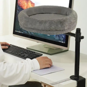 Hamac de bureau pour chat ajustable rotatif avec support en fer