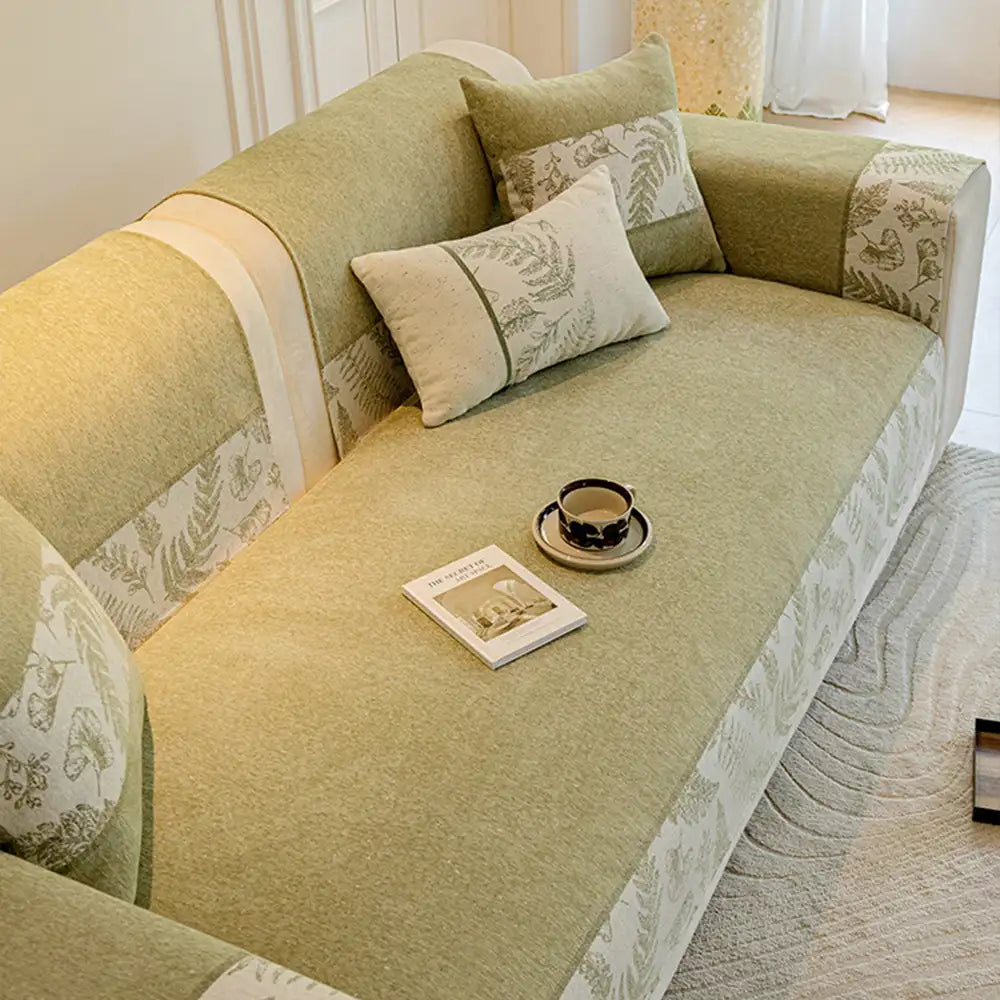 Housse de canapé en chenille respirante et confortable, antidérapante, pour toutes les saisons.