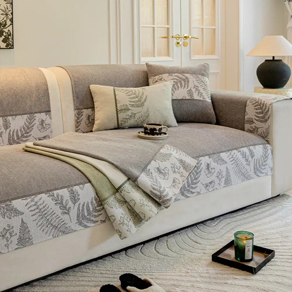 Housse de canapé en chenille respirante et confortable, antidérapante, pour toutes les saisons.