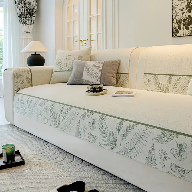 Housse de canapé en chenille respirante et confortable, antidérapante, pour toutes les saisons.