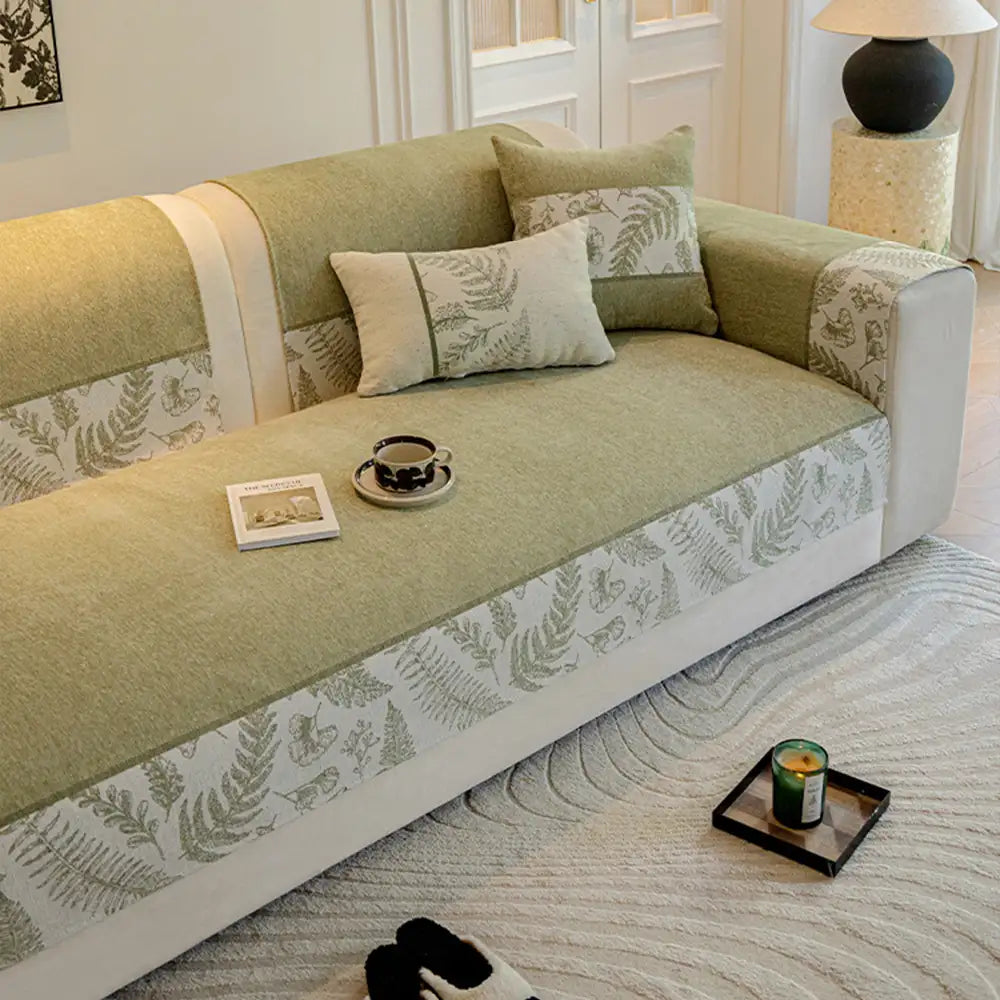 Housse de canapé en chenille respirante et confortable, antidérapante, pour toutes les saisons.