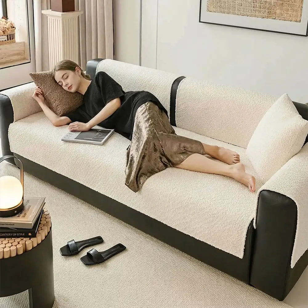 Housse de canapé protégeant contre les rayures en chenille respirante toute saison