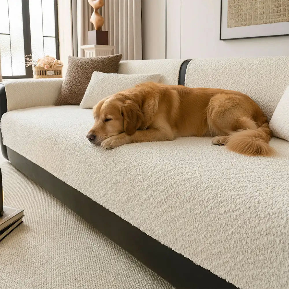 Housse de canapé protégeant contre les rayures en chenille respirante toute saison