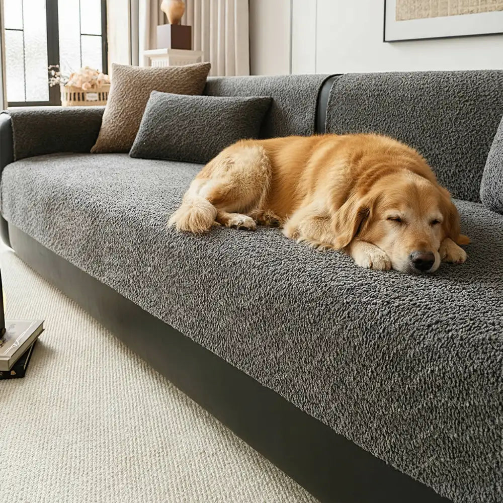 Housse de canapé protégeant contre les rayures en chenille respirante toute saison