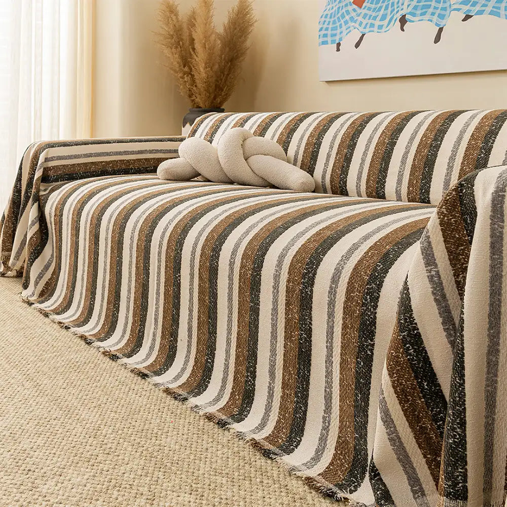 Housse de canapé en chenille respirante et résistante aux égratignures, toute saison.