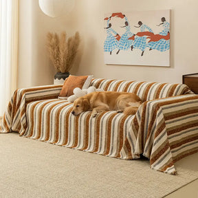 Housse de canapé en chenille respirante et résistante aux égratignures, toute saison.