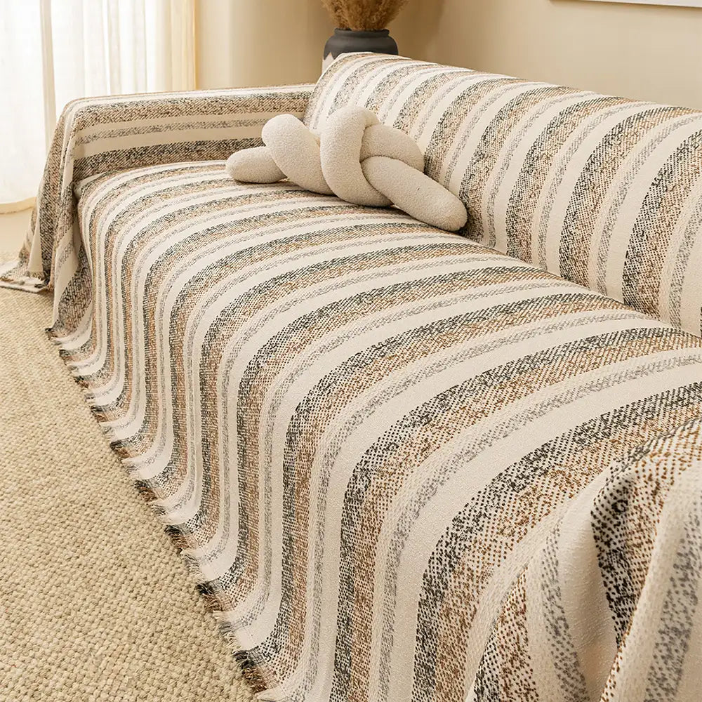 Housse de canapé en chenille respirante et résistante aux égratignures, toute saison.