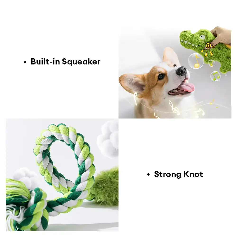 Jouet en peluche cranté pour chien de la série Animal, idéal pour la dentition.