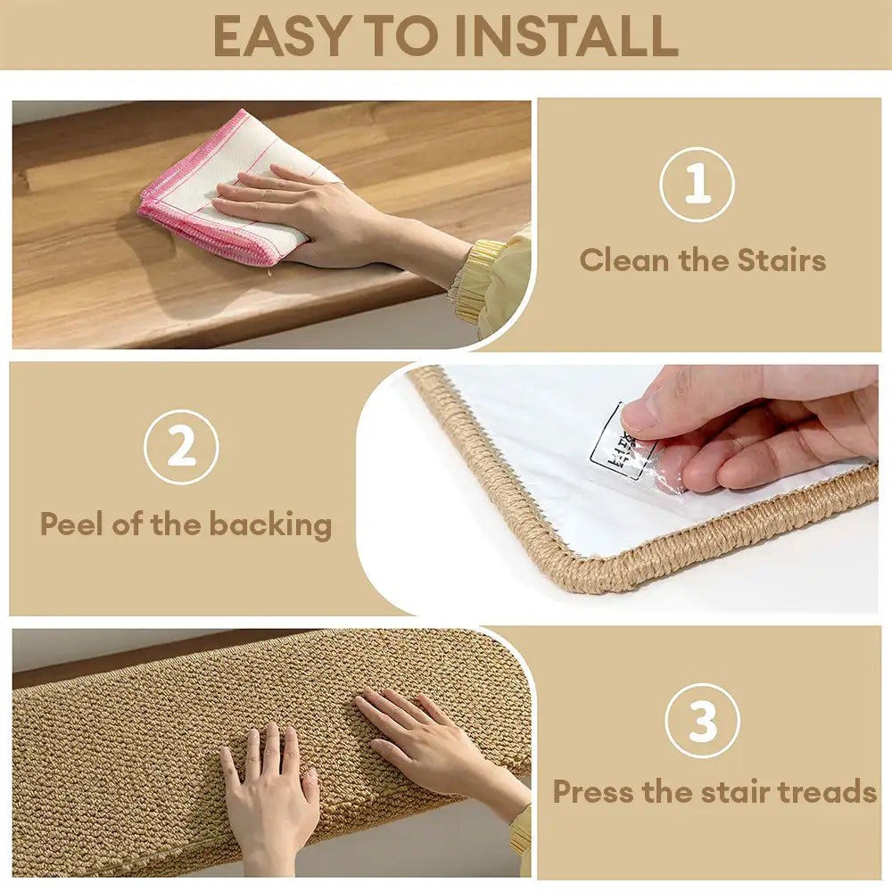 Bandes de protection pour escaliers en faux sisal, anti-rayures, lavables, sans tapis.