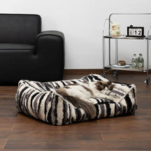 Lit pour chien large en fausse laine d’agneau artistique chaud résistant aux griffures et confortable pour un sommeil profond