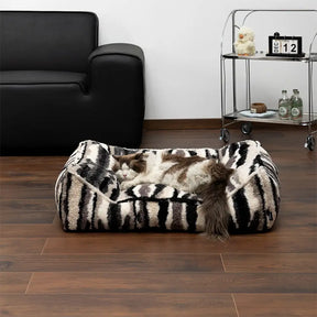 Lit pour chien large en fausse laine d’agneau artistique chaud résistant aux griffures et confortable pour un sommeil profond