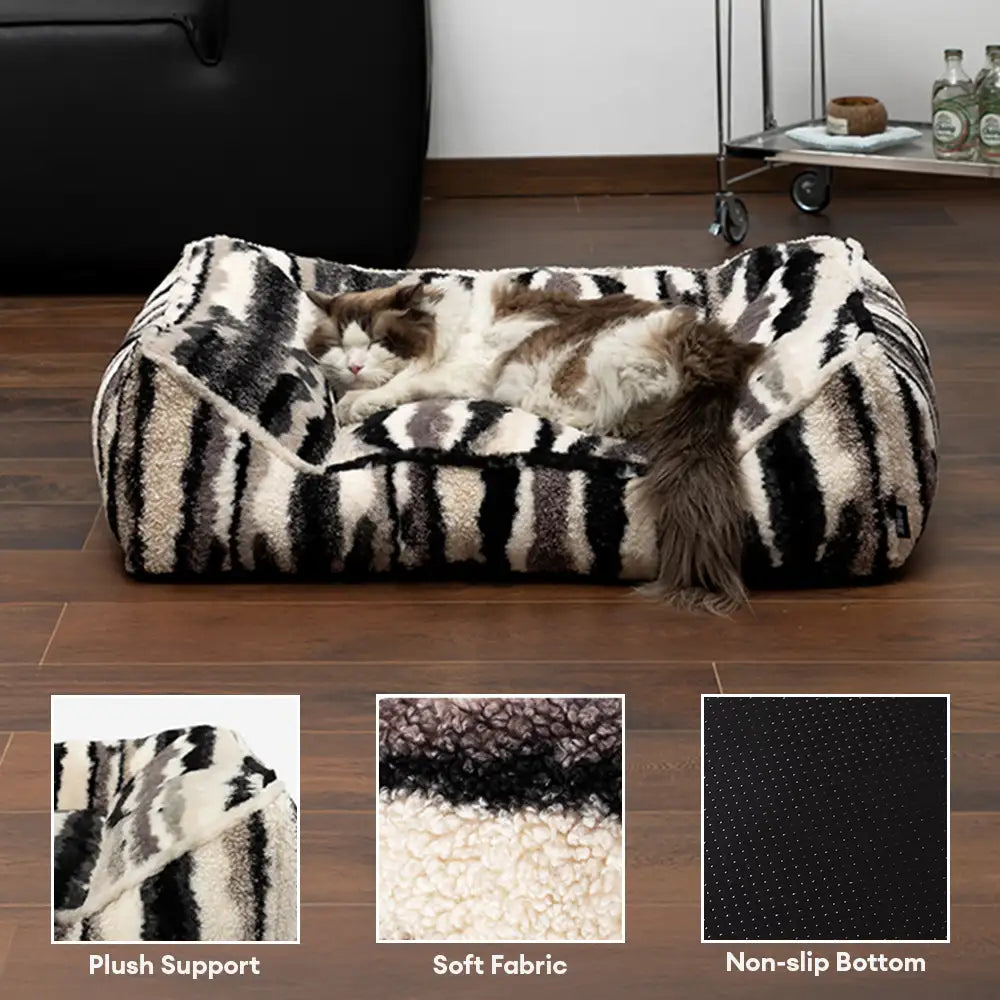 Lit pour chien large en fausse laine d’agneau artistique chaud résistant aux griffures et confortable pour un sommeil profond
