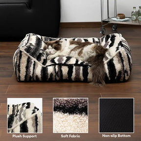 Lit pour chien large en fausse laine d’agneau artistique chaud résistant aux griffures et confortable pour un sommeil profond