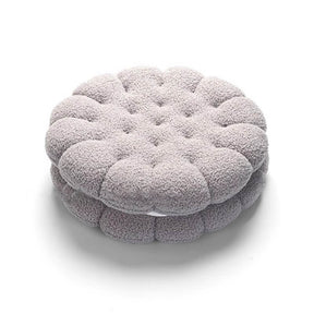 Coussin décoratif en fausse laine d'agneau forme biscuit