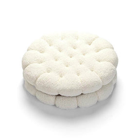 Coussin décoratif en fausse laine d'agneau forme biscuit