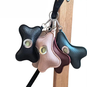 Distributeur de sacs à crottes pour chien en PU cuir portable en forme d'os