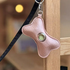 Distributeur de sacs à crottes pour chien en PU cuir portable en forme d'os