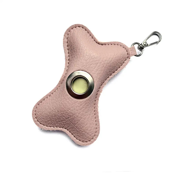 Distributeur de sacs à crottes pour chien en PU cuir portable en forme d'os