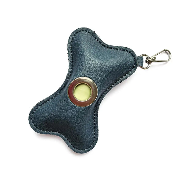 Distributeur de sacs à crottes pour chien en PU cuir portable en forme d'os