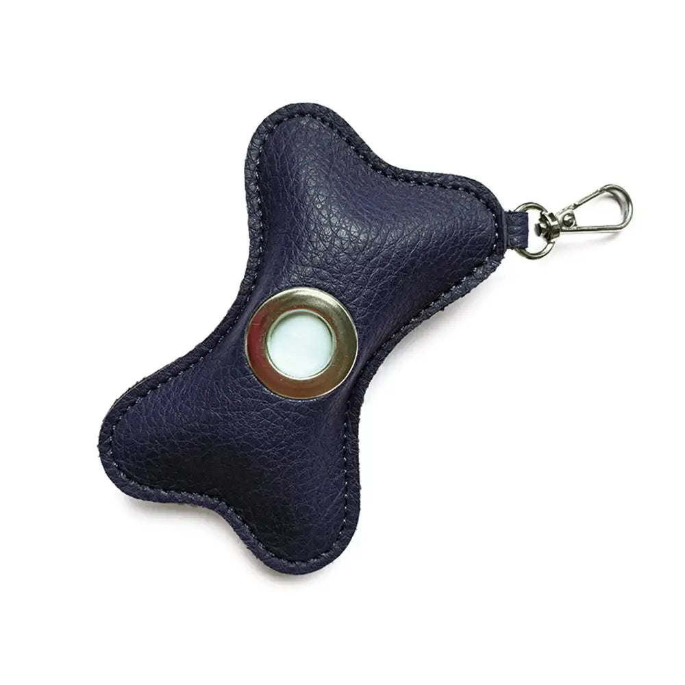 Distributeur de sacs à crottes pour chien en PU cuir portable en forme d'os