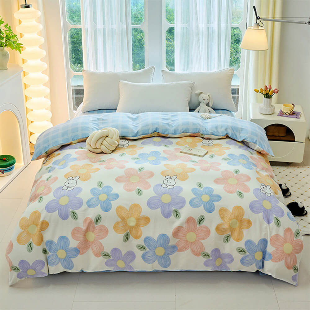 Parure de draps colorée en coton respirant double face