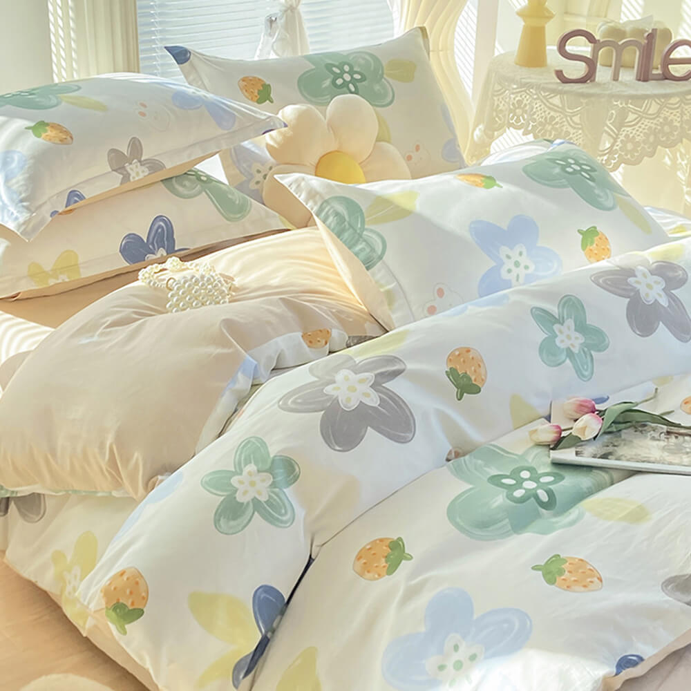 Parure de draps colorée en coton respirant double face