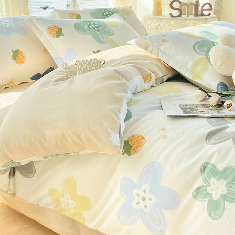 Parure de draps colorée en coton respirant double face