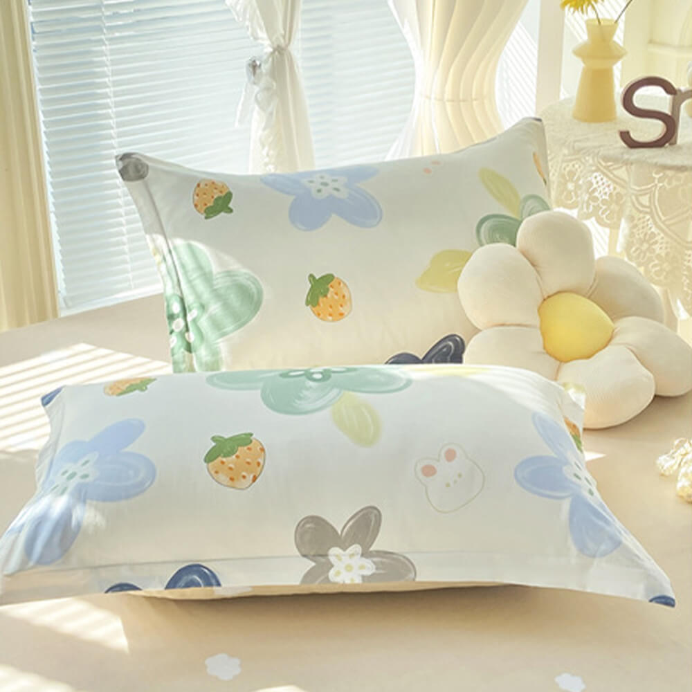 Parure de draps colorée en coton respirant double face