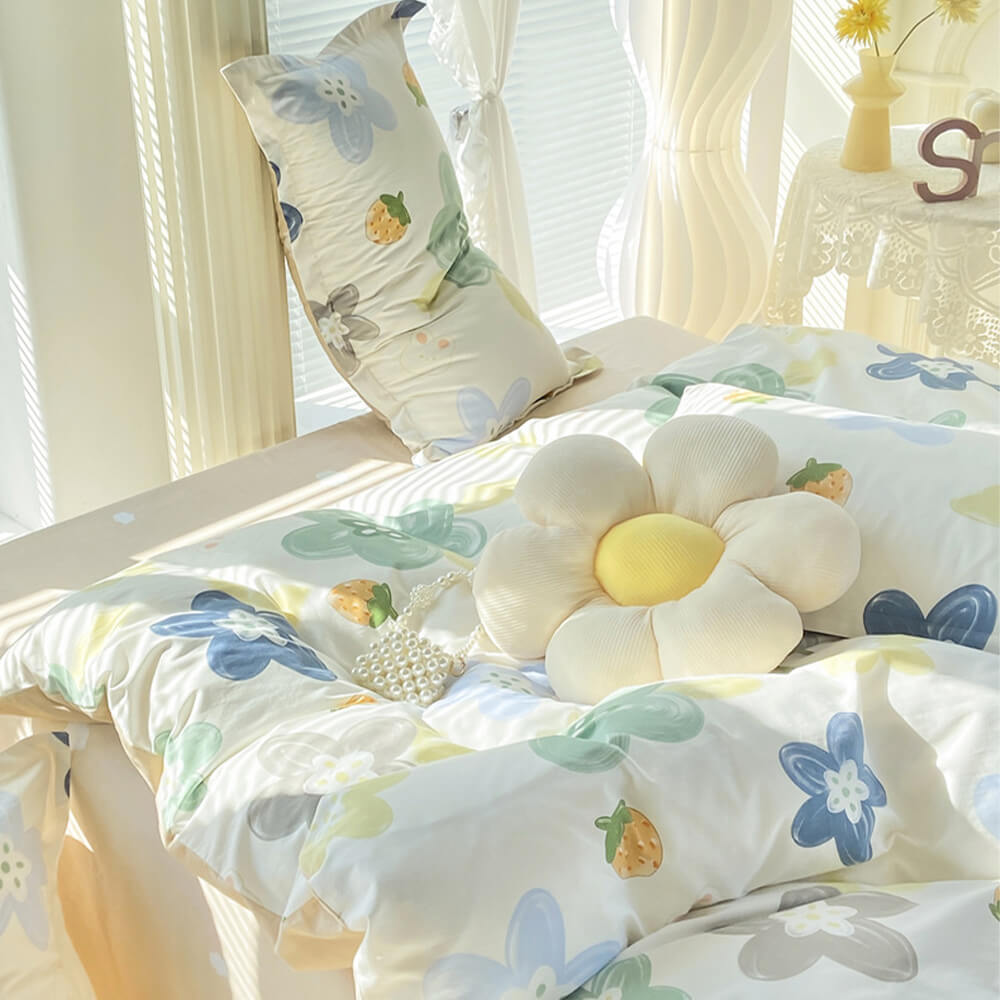 Parure de draps colorée en coton respirant double face