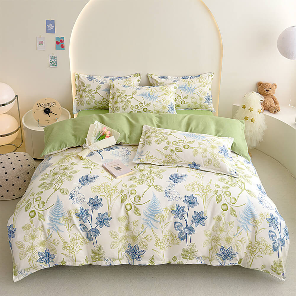 de draps en coton lavé brossé à fleurs