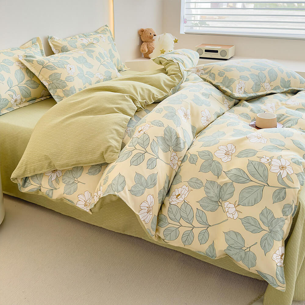 de draps en coton lavé brossé à fleurs