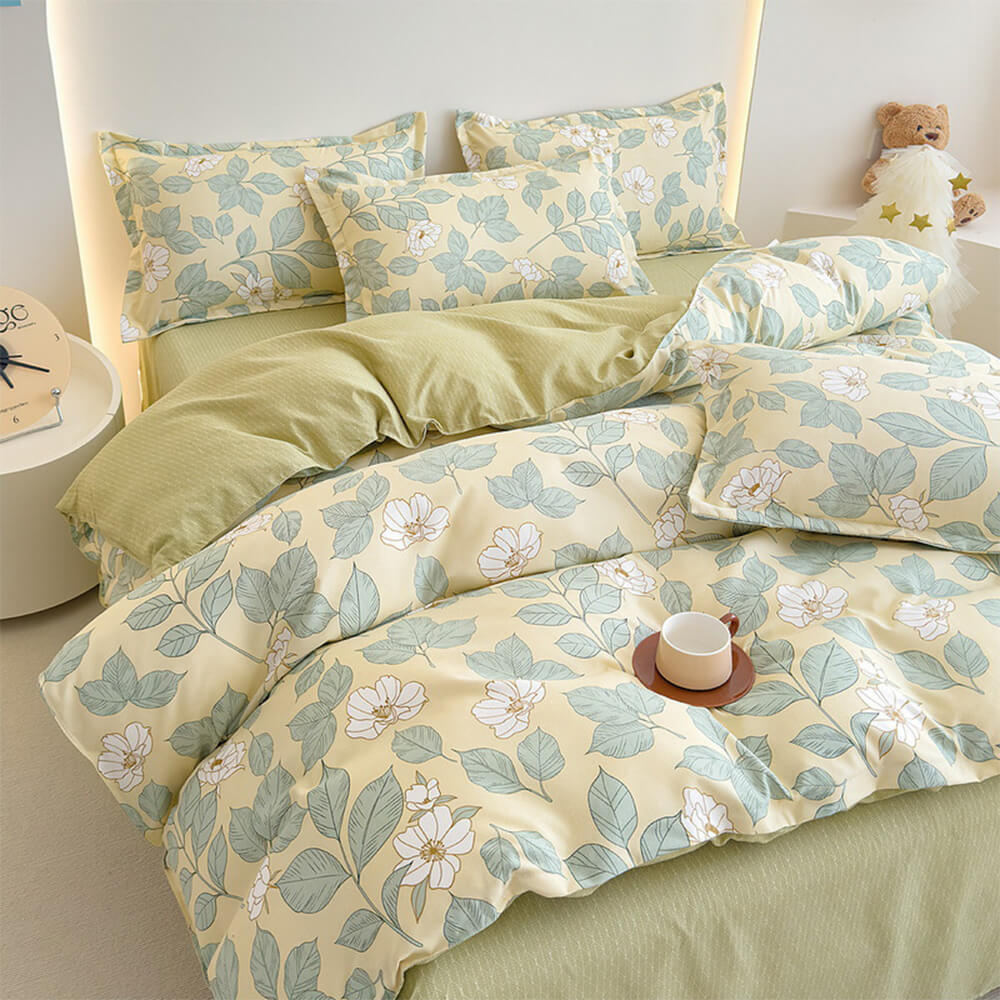 de draps en coton lavé brossé à fleurs