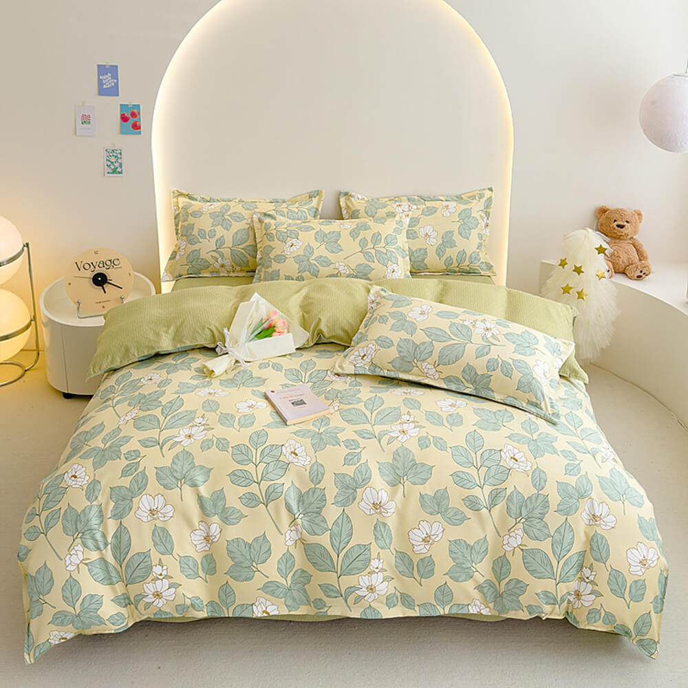 de draps en coton lavé brossé à fleurs