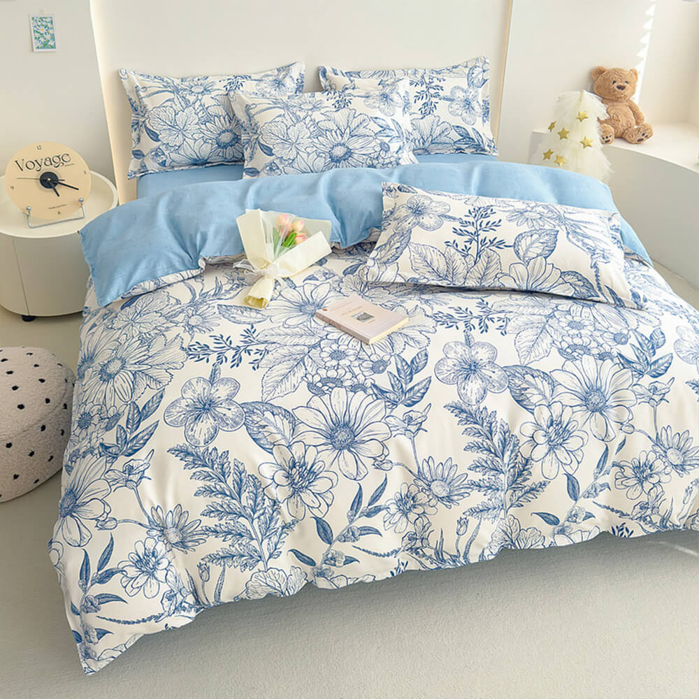 de draps en coton lavé brossé à fleurs