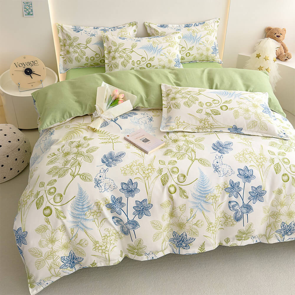 de draps en coton lavé brossé à fleurs