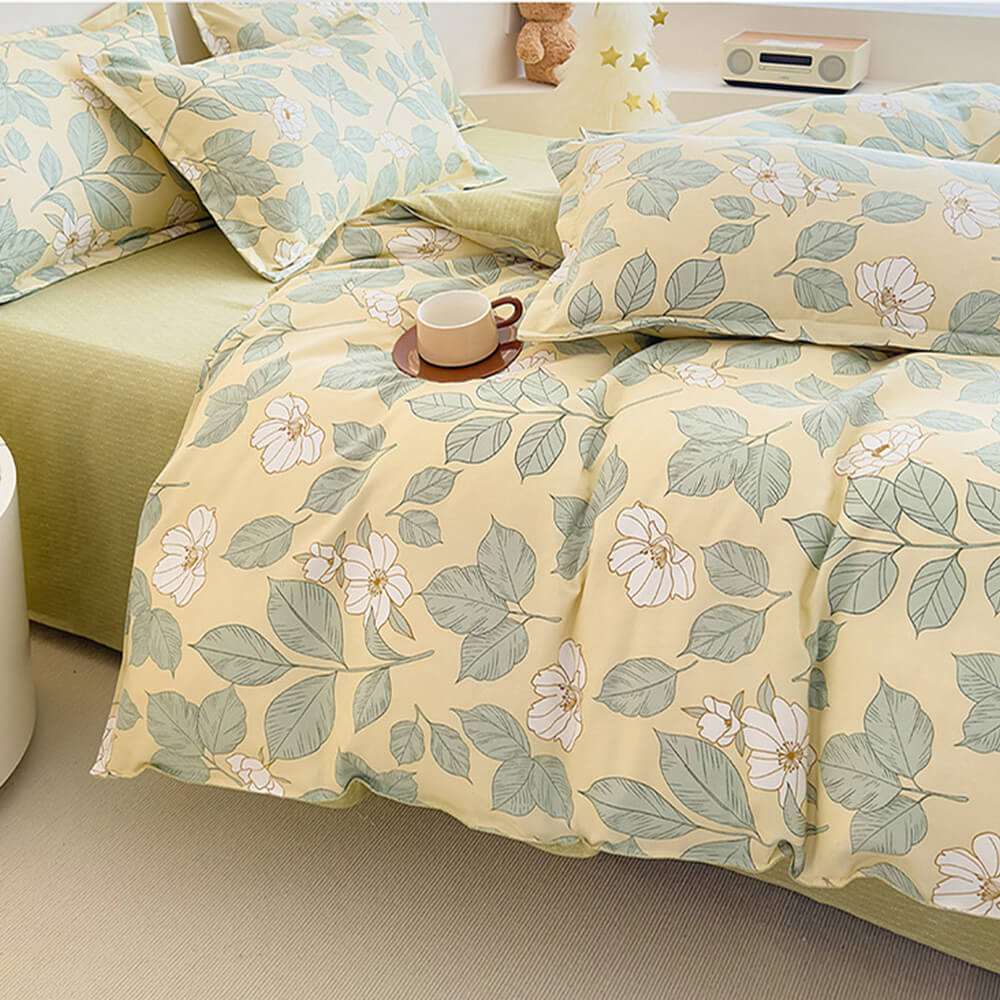 de draps en coton lavé brossé à fleurs