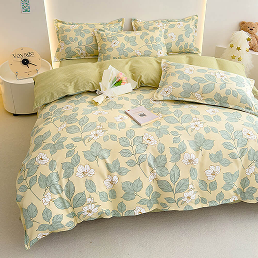 de draps en coton lavé brossé à fleurs
