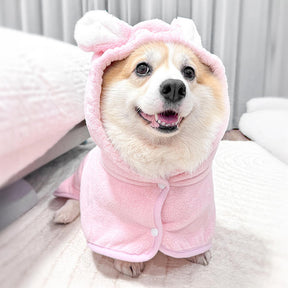 Peignoir à capuche en microfibre doux et absorbant avec velcro pour chien et chat