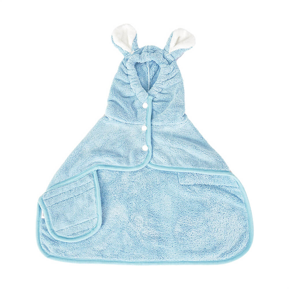 Peignoir à capuche en microfibre doux et absorbant avec velcro pour chien et chat