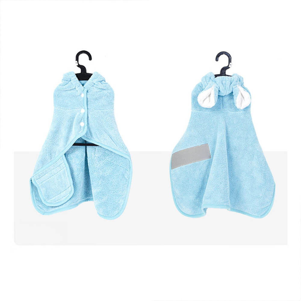 Peignoir à capuche en microfibre doux et absorbant avec velcro pour chien et chat