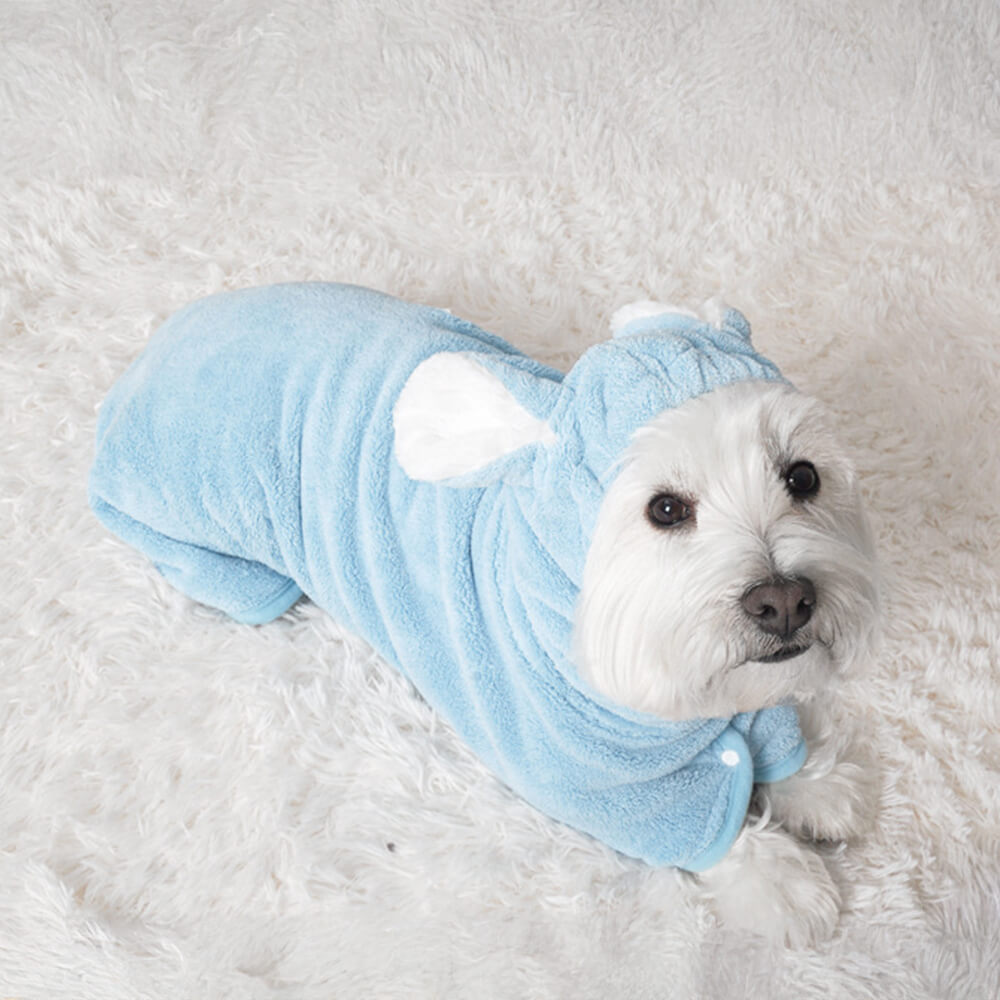 Peignoir à capuche en microfibre doux et absorbant avec velcro pour chien et chat