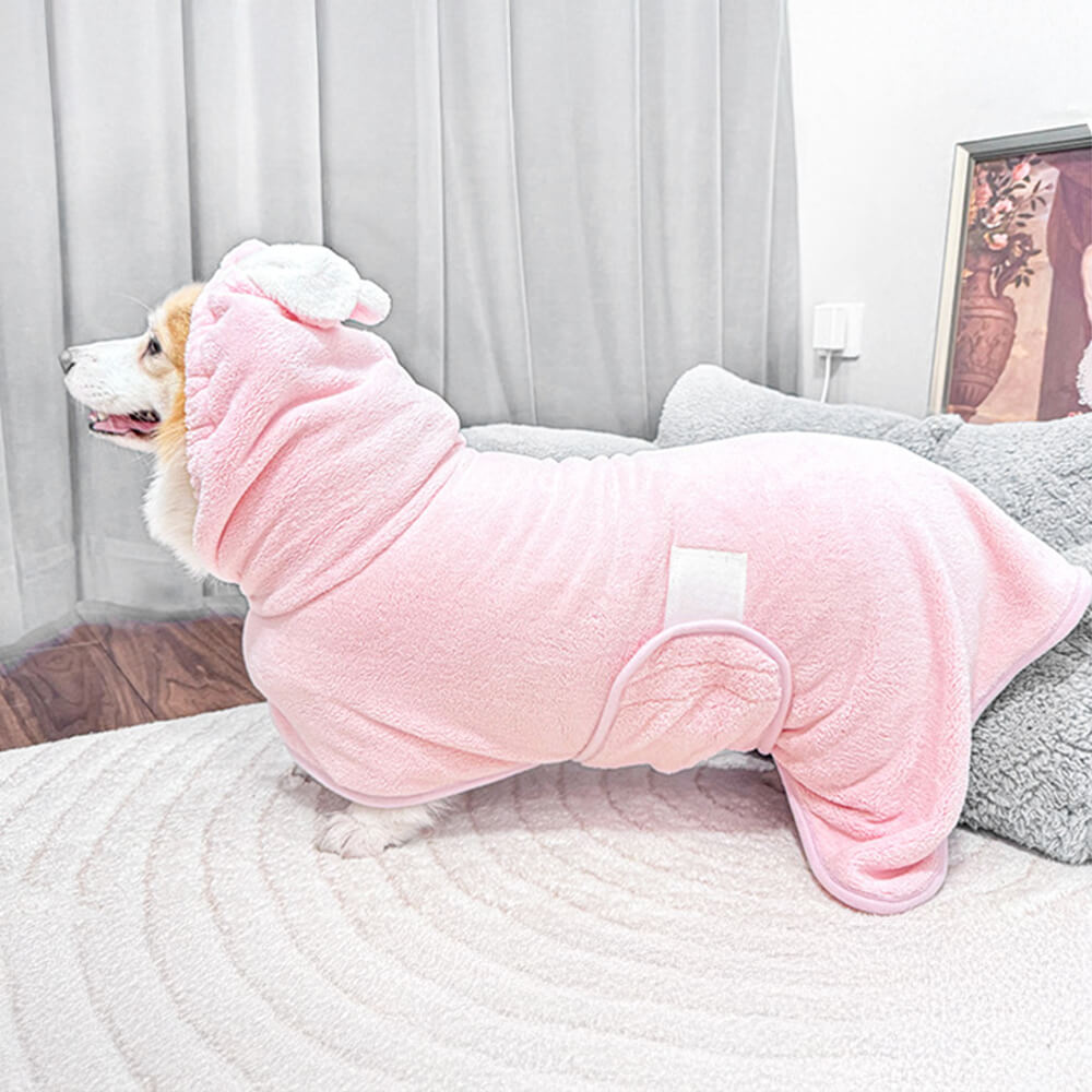 Peignoir à capuche en microfibre doux et absorbant avec velcro pour chien et chat