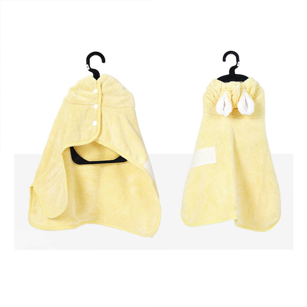 Peignoir à capuche en microfibre doux et absorbant avec velcro pour chien et chat